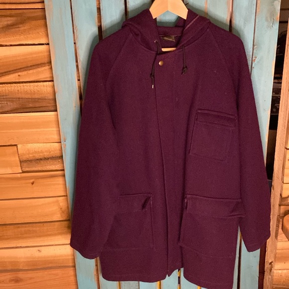 Vintage Le Tigre purple hooded wool pea coat size 42 made in USA - Picture 1 of 10